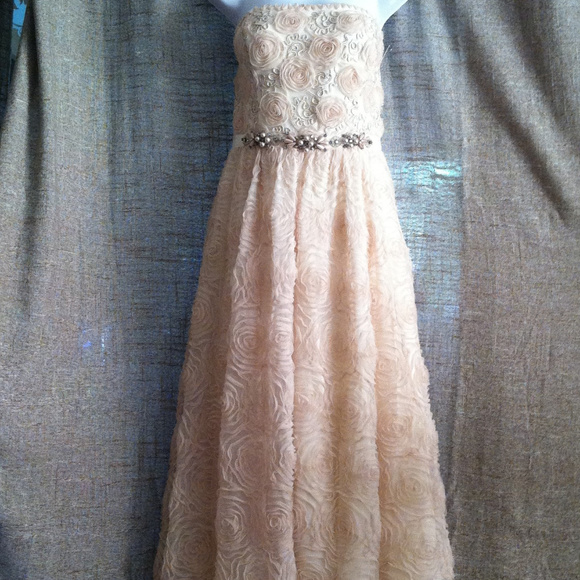 Adrianna Papell Strapless Tulle Rosette Ball Gown - Picture 6 of 8